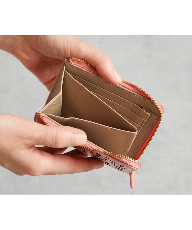 genten マルチカットワークミニ ミニ財布 コーラルピンク