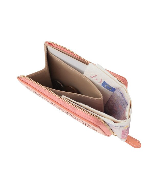 genten マルチカットワークミニ ミニ財布 コーラルピンク