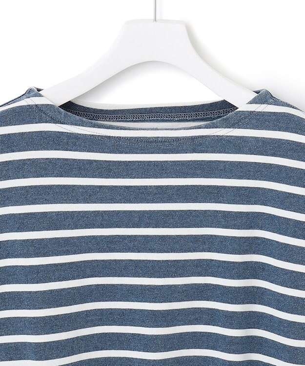 J.PRESS YORK STREET 【UNISEX】インディゴボーダーロングTシャツ サックスブルー系1