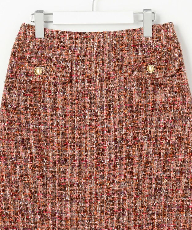 自由区 ラメノットファンシーツイード スカート オレンジ系