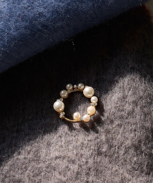 Phoebe <オンワード限定セット>Rio de laパールピアス×フォーマルパールビジューサークルブローチ ホワイト