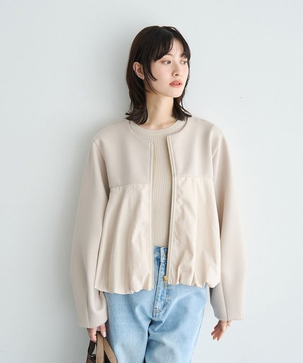 YECCA VECCA 異素材MIXバルーンブルゾン Light Beige