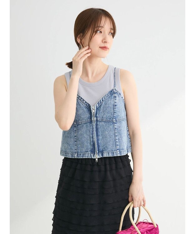 Green Parks ・ＥＬＥＮＣＡＲＥ　ＤＵＥ　Ｗ－ＺＩＰ　デニムキャミ Light Indigo