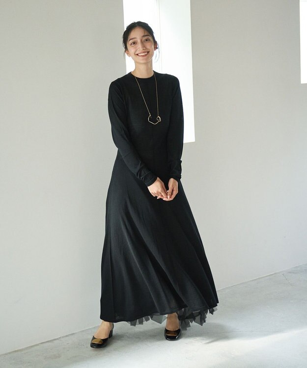 #Newans オーガンジーオリガミヘムスカート ブラック