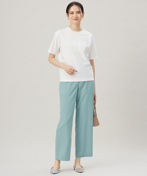 自由区 L 【接触冷感・UVカット・洗える】ベビーフリル Tシャツ オフ