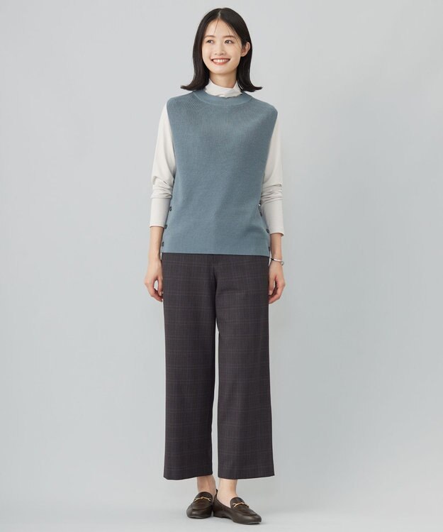 J.PRESS LADIES 【洗える】DRALON MERINO ニット ベスト グレイッシュグリーン系