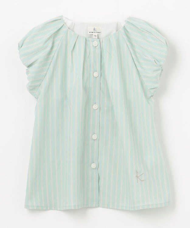 組曲 KIDS 【110-140㎝】サマーストライプ ブラウス セージ系1