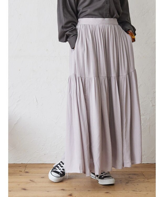 AMERICAN HOLIC ティアードギャザースカート Light Gray