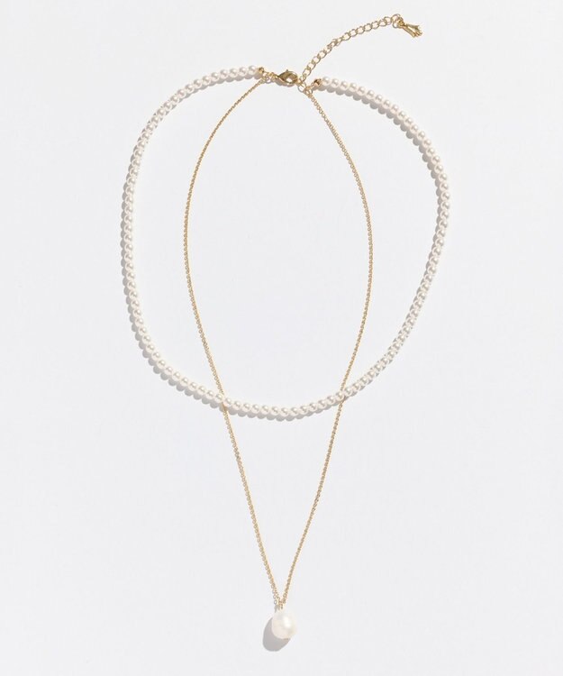 Phoebe 〈オンワード限定セット〉クラスパールライトフィットイヤリング×クラシカルパール2連ネックレス ホワイト