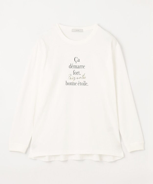 ANY L ロゴロングTシャツ オフ×ブラックロゴ