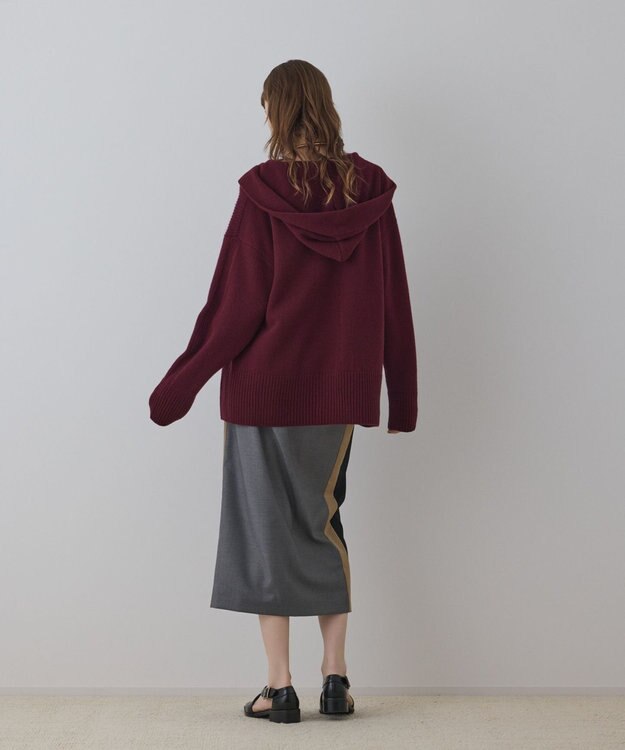 GRACE CONTINENTAL ウールフードニットカーディガン ボルドー
