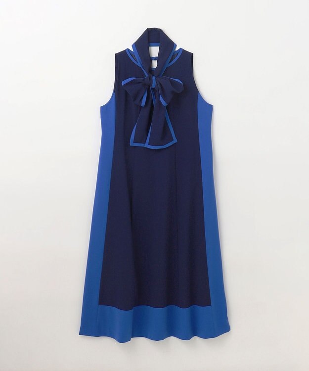 GRACE CONTINENTAL バイカラーフレームドレス ネイビー