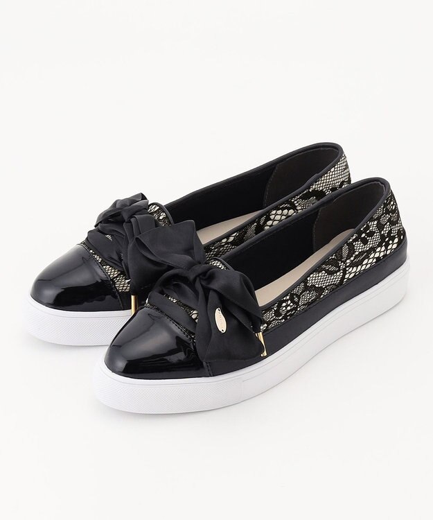 TOCCA LACE UP SLIPON SNEAKERS スニーカー ブラック（レース）系