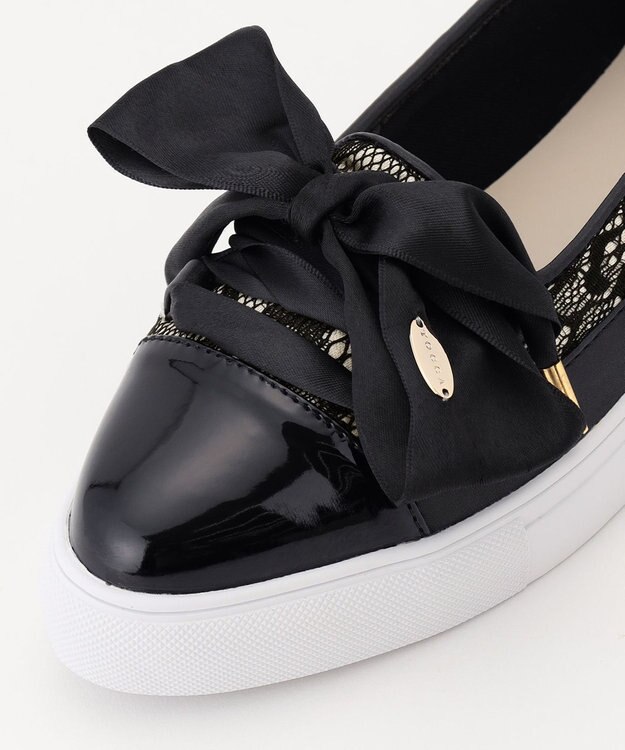 TOCCA LACE UP SLIPON SNEAKERS スニーカー ブラック（レース）系