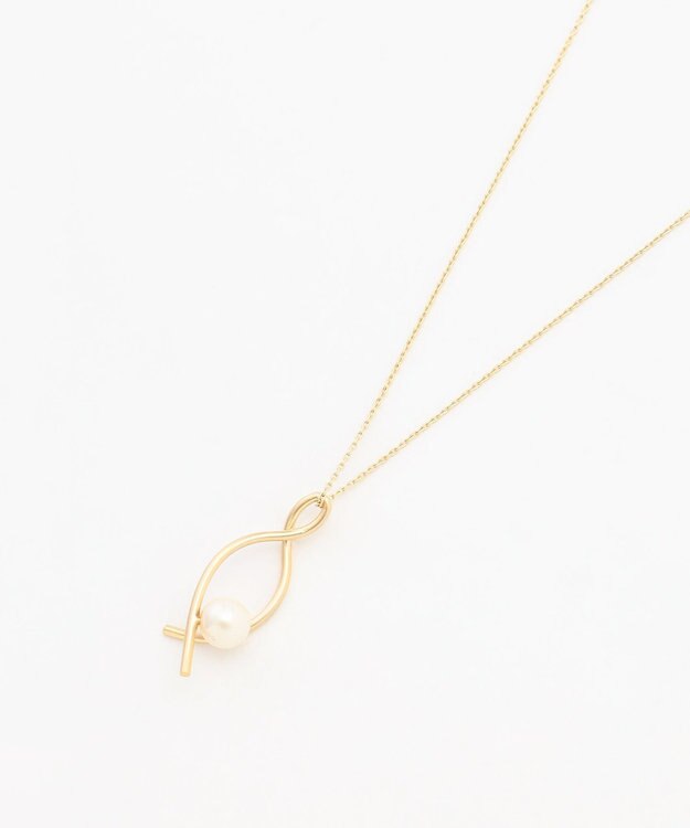 自由区 ツイストパールロング ネックレス ゴールド