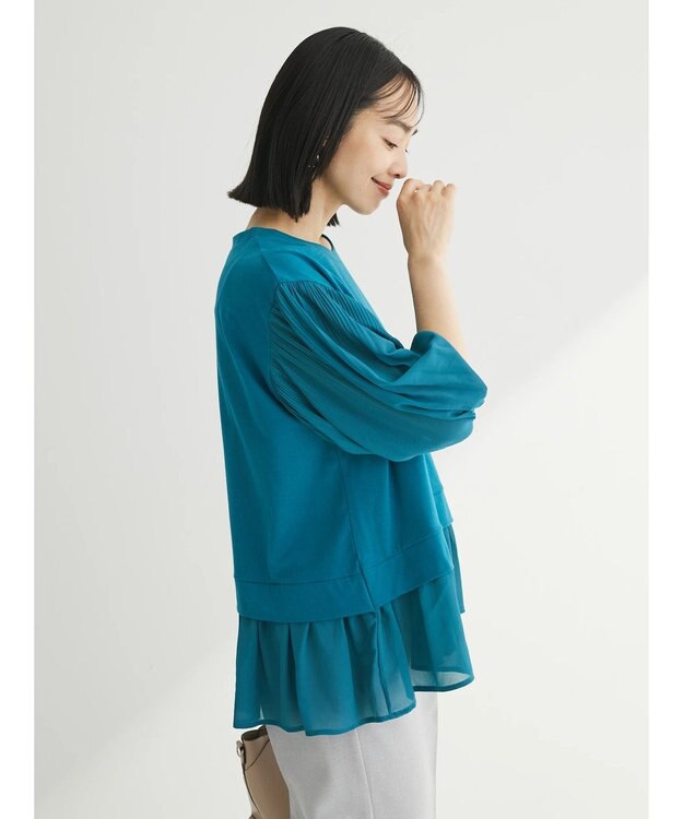 Green Parks 消しプリーツドッキングカットチュニック Blue Green