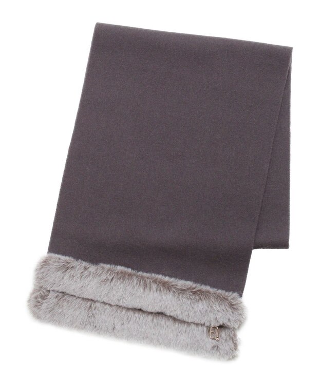 MOONBAT 【WEB限定】FURLA ウール100％×スノートップファーマフラー チャーム付き チャコールグレー