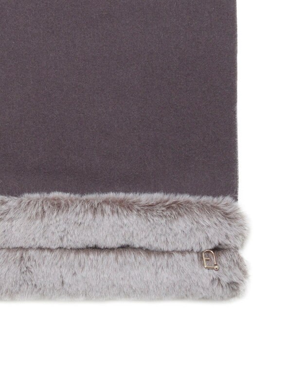 MOONBAT 【WEB限定】FURLA ウール100％×スノートップファーマフラー チャーム付き チャコールグレー