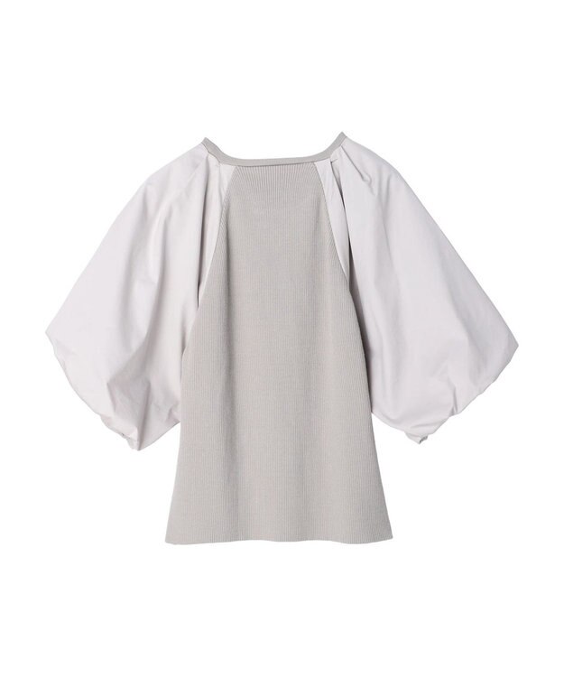 Green Parks armonia．袖布帛ニットプルオーバー Gray