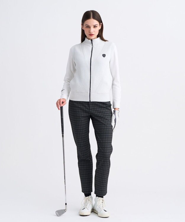 23区GOLF 【WOMEN】裏起毛ジャージーパンツ ストレッチ モノグラム 上品スタイル ブラック系5