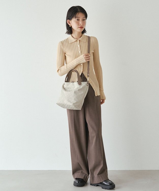 russet ナイロンジャガード2WAYミニトートバッグ(SF-260) Ecru