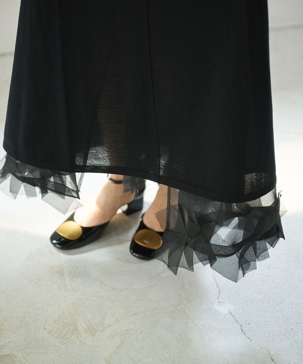 #Newans オーガンジーオリガミヘムスカート ブラック