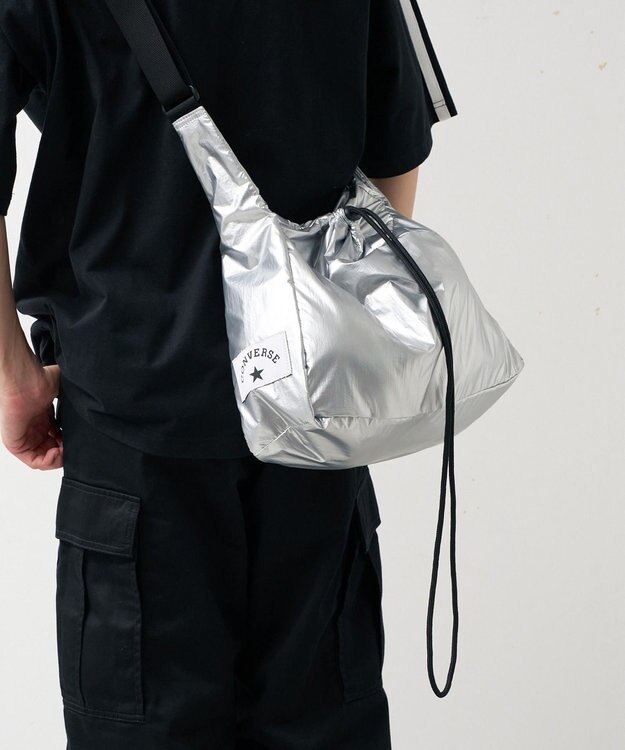 WEGO 【CONVERSE/ユニセックス着用ITEM】別注CONVERSEドローコードショルダーバッグ シルバー