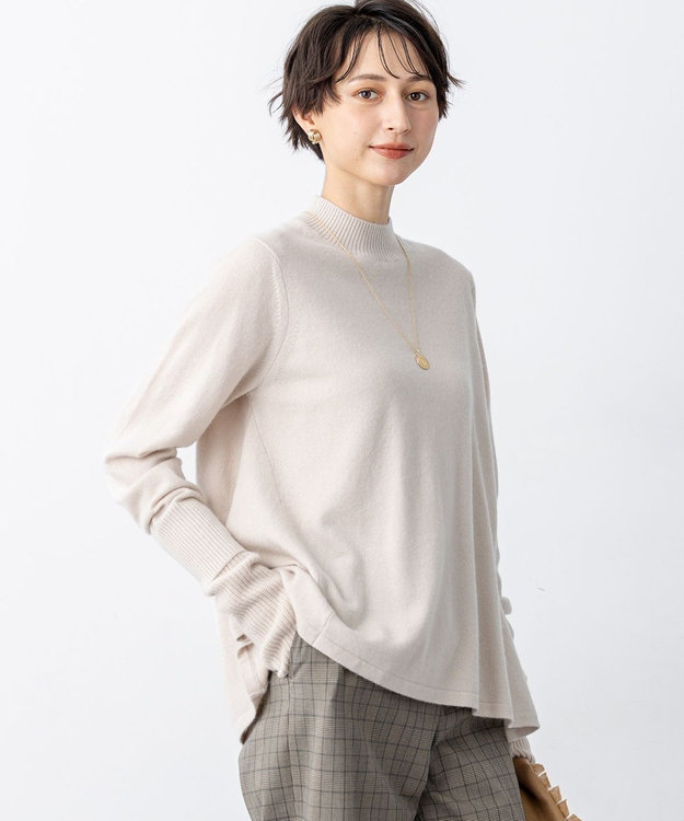 23区 L 【洗える】ピュアカシミヤ フレア ニット ベージュ系