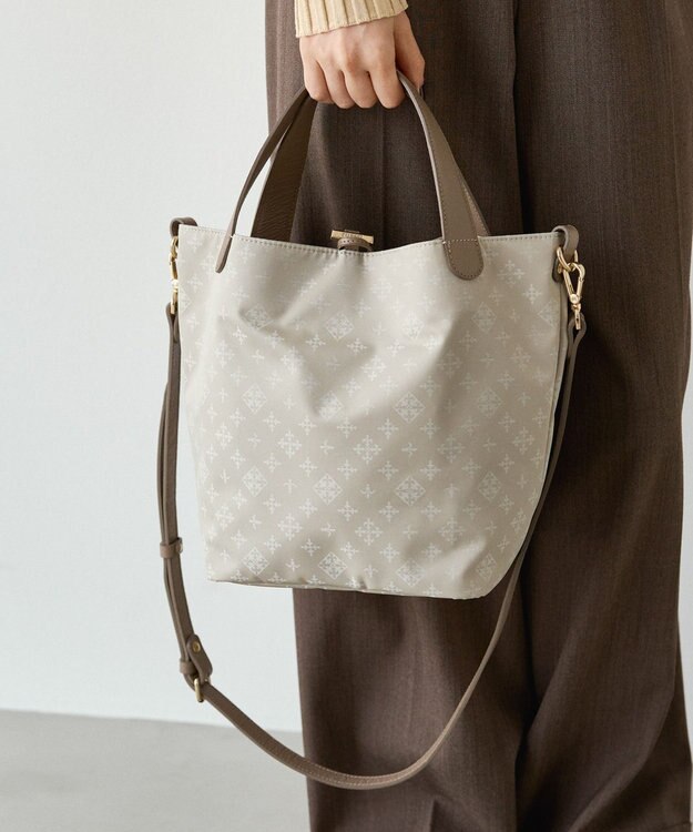 russet ナイロンジャガード2WAYミニトートバッグ(SF-260) Ecru