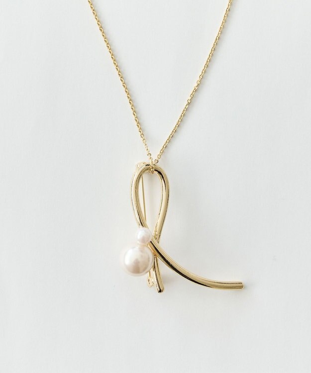 Phoebe 2wayクロスメタルパールブローチネックレス　ゴールド　セレモニー/入卒/式典 ゴールド