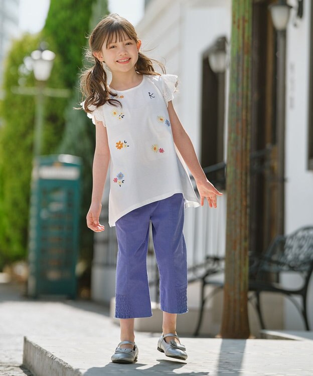 組曲 KIDS 【150-160㎝】フラワーエンブロイダリー チュニック オフホワイト