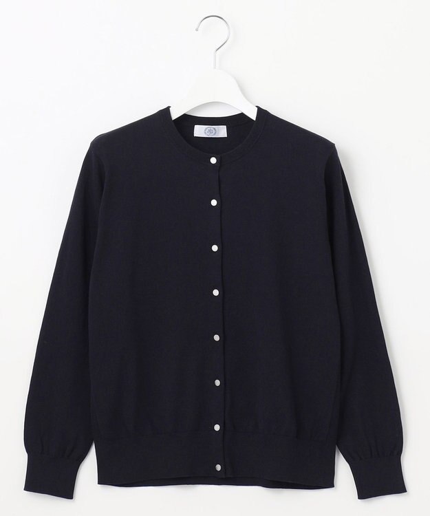 J.PRESS LADIES 【洗える】BASIC HT-COTTON クルーネック カーディガン ネイビー系