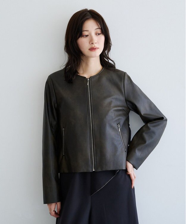 YECCA VECCA バックフリルライダースジャケット Brown