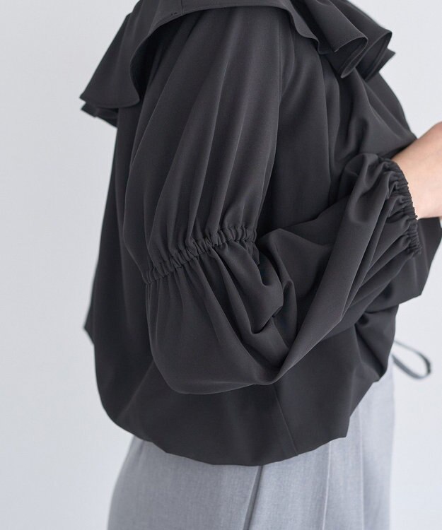 earth music&ecology 2wayオフショルバルーンヘムフリルブラウス Black