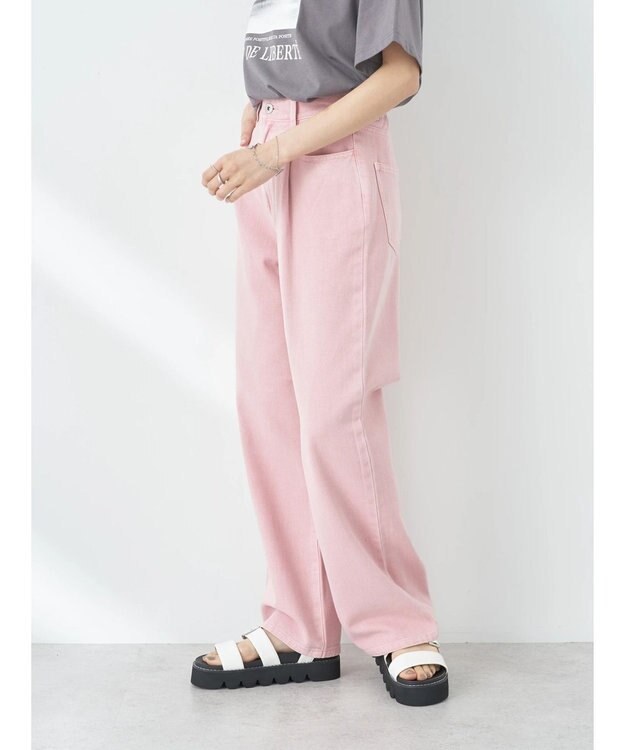 earth music&ecology タックルーズデニムパンツ Pink