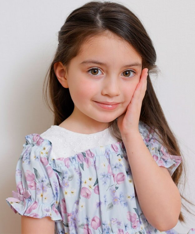 ANY KIDS オン・オフショルダー チューリップ ワンピース サックスブルー系