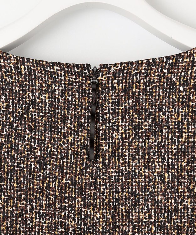 自由区 L 【洗える】ストレッチツイードプリント ワンピース ダークブラウン系5