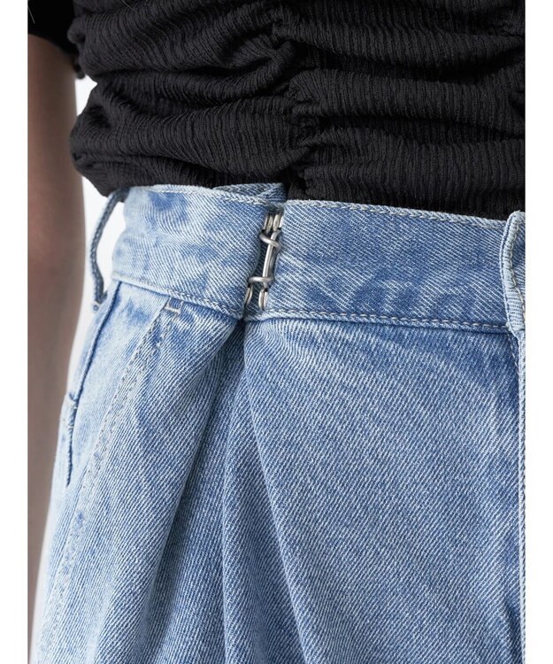 earth music&ecology タックホックデニムパンツ Light Indigo