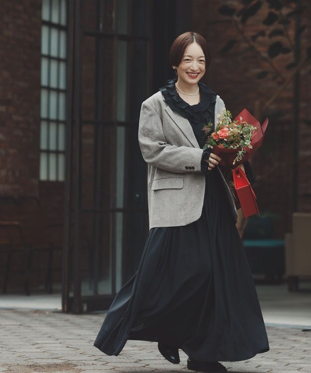 #Newans 【高山都さんコラボ】ダブルギャザーロングスカート ブラック