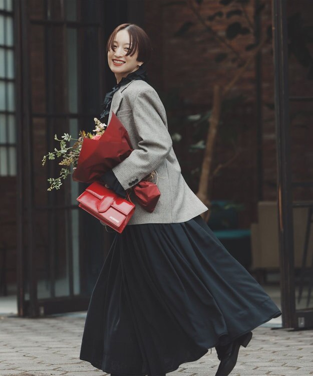 #Newans 【高山都さんコラボ】ダブルギャザーロングスカート ブラック