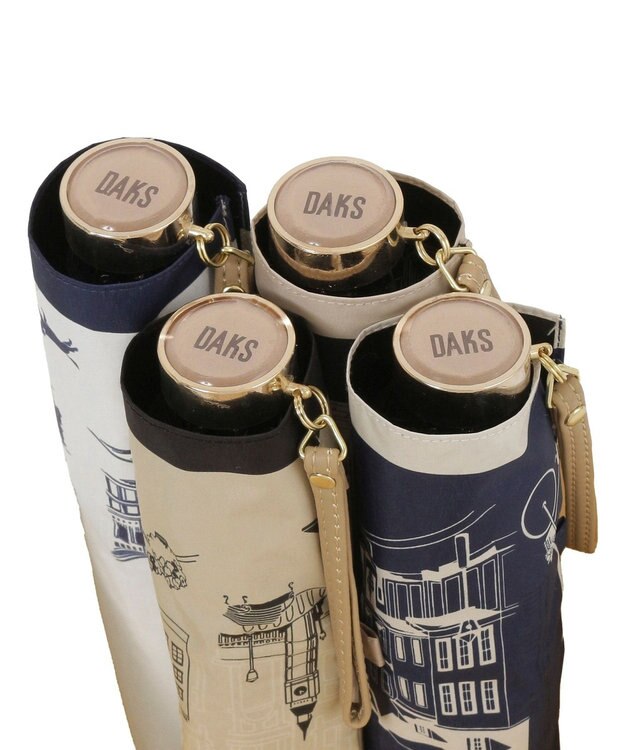 MOONBAT DAKS(ダックス) 晴雨兼用日傘 折りたたみ傘 街並み フワクール生地使用 ベージュ