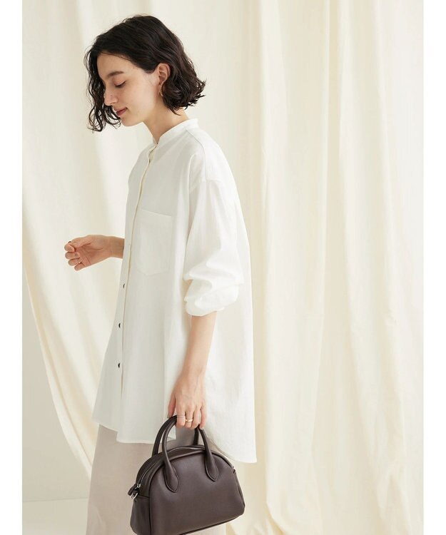 CRAFT STANDARD BOUTIQUE レーヨンデシンバンドカラーシャツ Off White