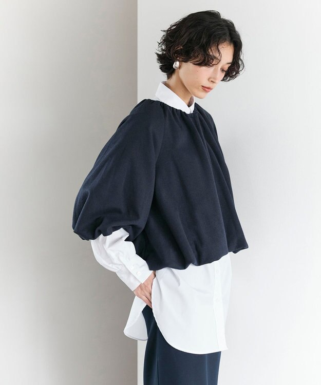 #Newans 【セレモニーにも/洗濯機可】バルーンヘムライトブルゾン​ ネイビー