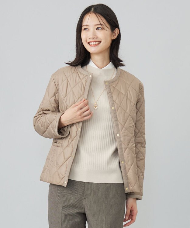 J.PRESS LADIES 【WEB限定カラーあり・洗える】コンパクトタフタキルティング ブルゾン ベージュ系