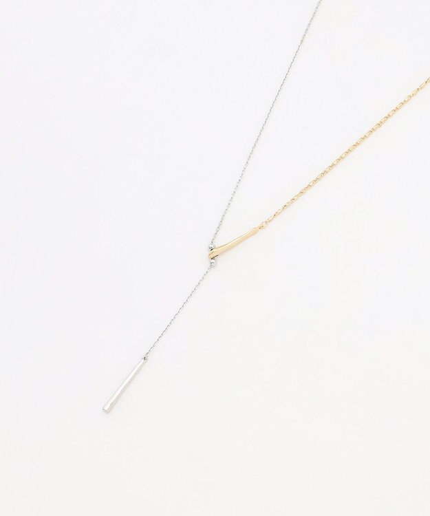 J.PRESS LADIES コンビチェーン ラリエット ネックレス ゴールド×シルバー系