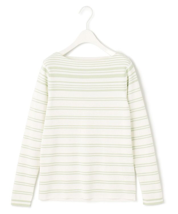 ICB 【洗える】 ハイブリッドボーダー ニットプルオーバー クリアホワイト×メロン系