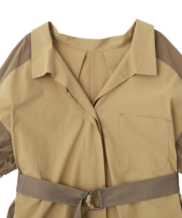 YECCA VECCA ベルト付きスキッパーシャツワンピース Beige