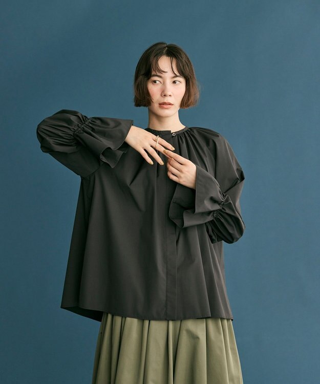 #Newans 【洗濯機可】フルギャザーブラウス ブラック