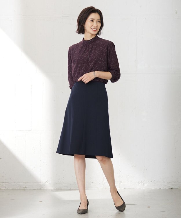 J.PRESS LADIES 【洗える】フェミニッシュパウダー dots ボウタイ ブラウス ワイン系5