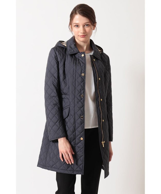 DAKS ライトウェイト キルティングコート ネイビー